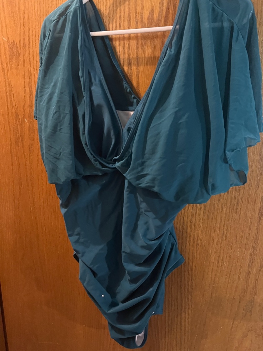 💁‍♀️Teal One-Piece Swimwear with Draped Front